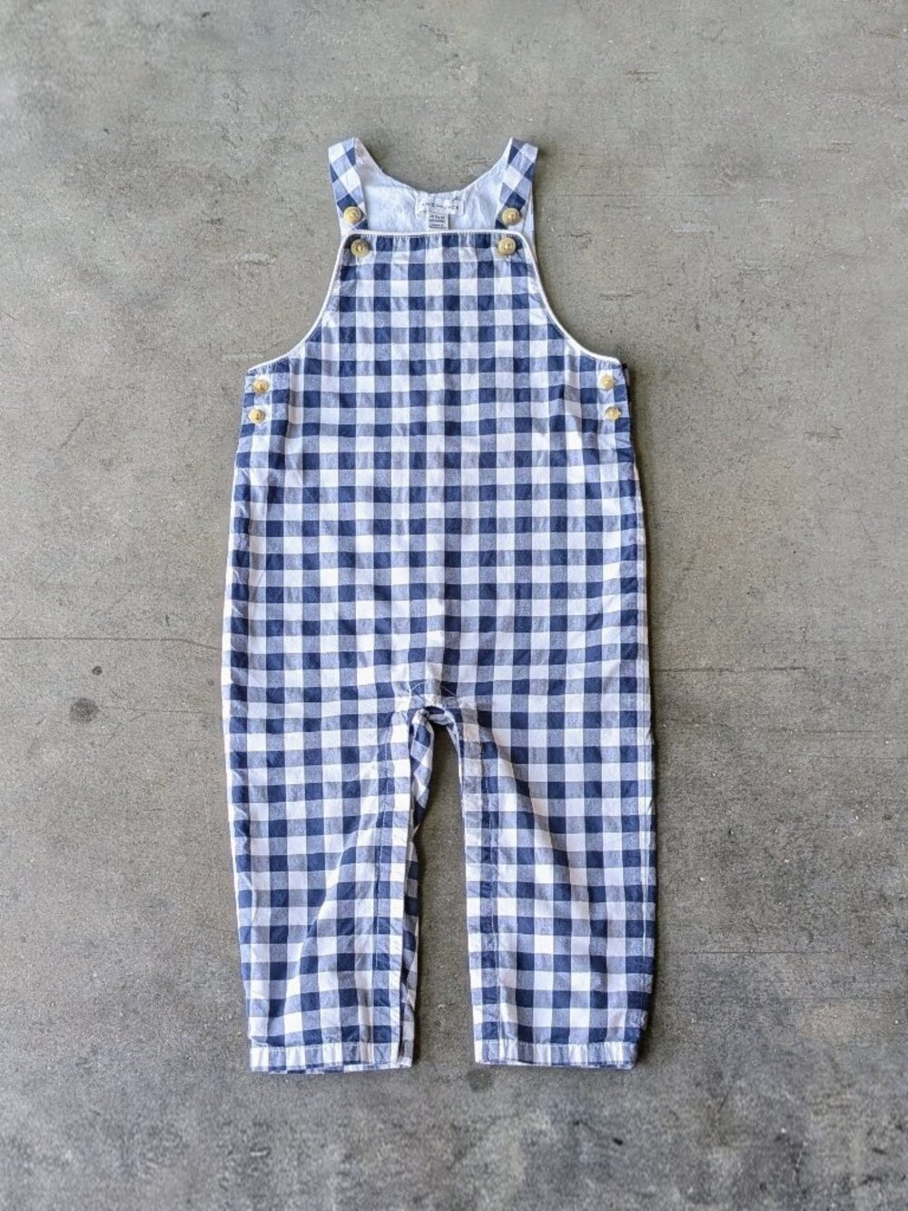 Janie and Jack Blue White Gingham Plaid Overall Romper size 18-24 month